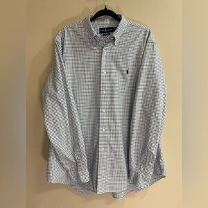 Ralph Lauren Blue Black White Plaid LS BD Shirt Classic Fit Men’s Size XL
